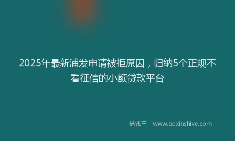 2025年最新浦发申请被拒原因，归纳5个正规不看征信的小额贷款平台