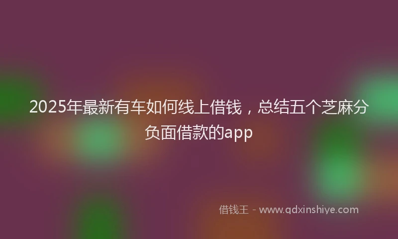 2025年最新有车如何线上借钱，总结五个芝麻分负面借款的app