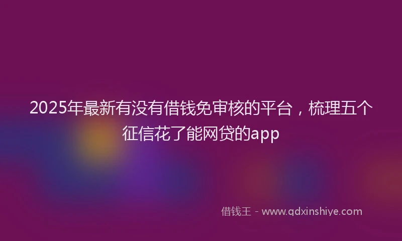 2025年最新有没有借钱免审核的平台，梳理五个征信花了能网贷的app