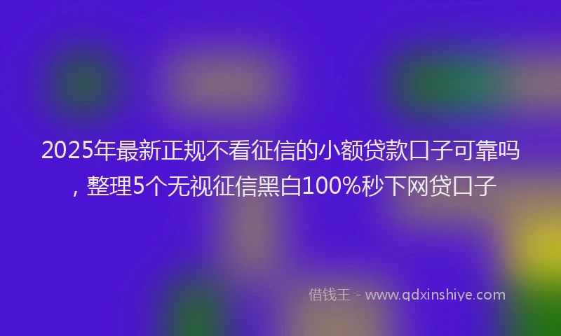 2025年最新正规不看征信的小额贷款口子可靠吗，整理5个无视征信黑白100%秒下网贷口子
