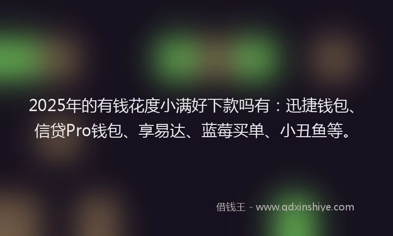 2025年的有钱花度小满好下款吗有：迅捷钱包、信贷Pro钱包、享易达、蓝莓买单、小丑鱼等。