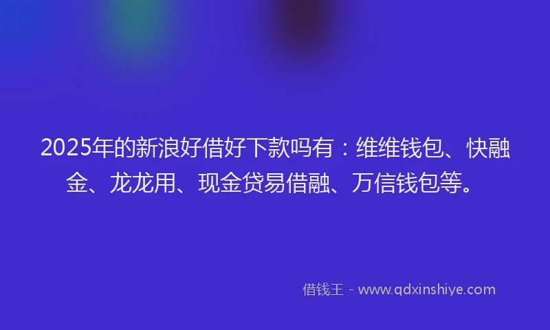 2025年的新浪好借好下款吗有：维维钱包、快融金、龙龙用、现金贷易借融、万信钱包等。