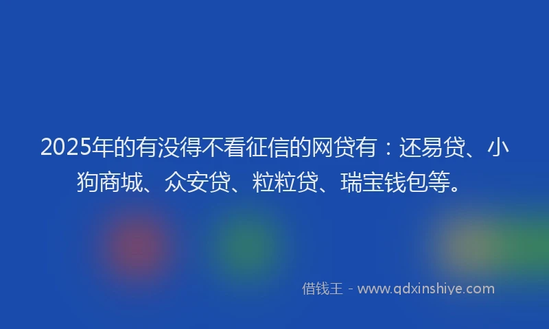 2025年的有没得不看征信的网贷有：还易贷、小狗商城、众安贷、粒粒贷、瑞宝钱包等。