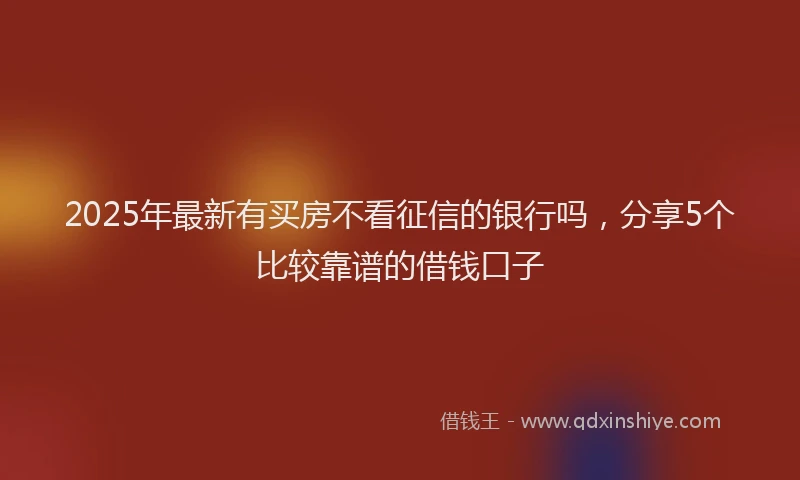 2025年最新有买房不看征信的银行吗，分享5个比较靠谱的借钱口子