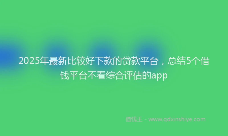 2025年最新比较好下款的贷款平台，总结5个借钱平台不看综合评估的app