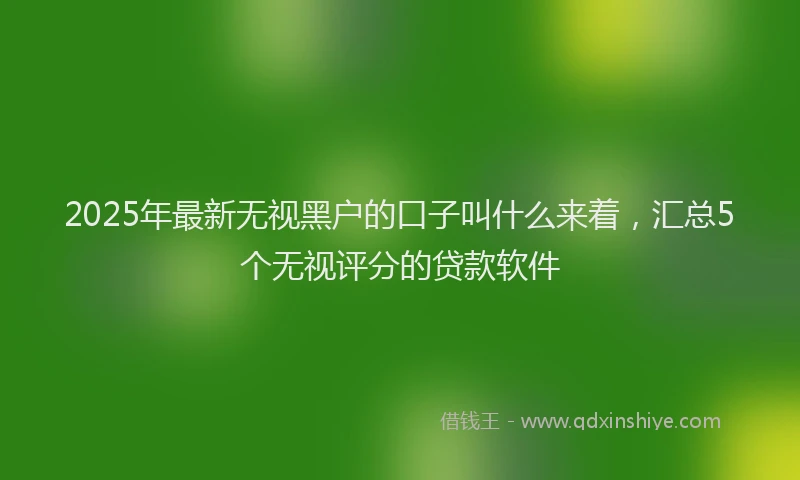 2025年最新无视黑户的口子叫什么来着，汇总5个无视评分的贷款软件