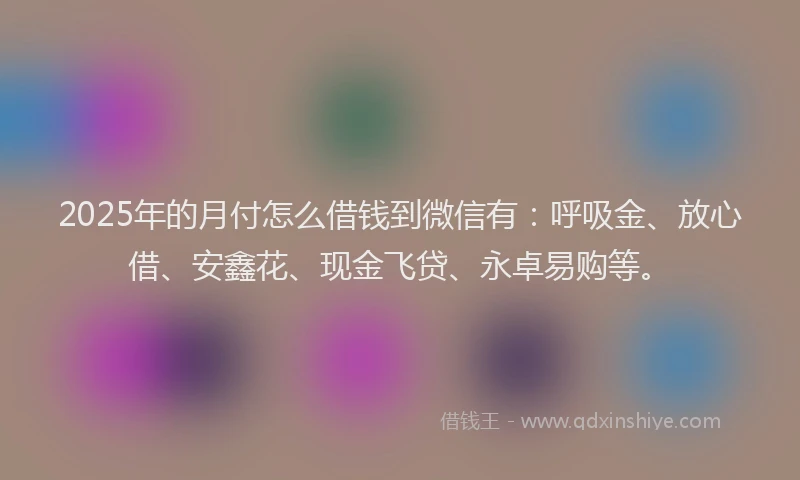 2025年的月付怎么借钱到微信有：呼吸金、放心借、安鑫花、现金飞贷、永卓易购等。