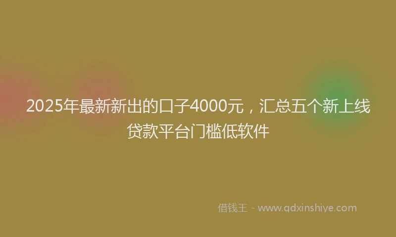2025年最新新出的口子4000元，汇总五个新上线贷款平台门槛低软件