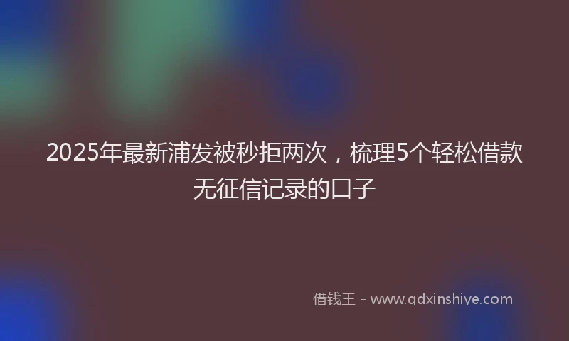 2025年最新浦发被秒拒两次，梳理5个轻松借款无征信记录的口子