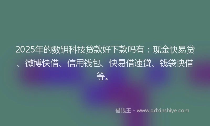 2025年的数钥科技贷款好下款吗有：现金快易贷、微博快借、信用钱包、快易借速贷、钱袋快借等。