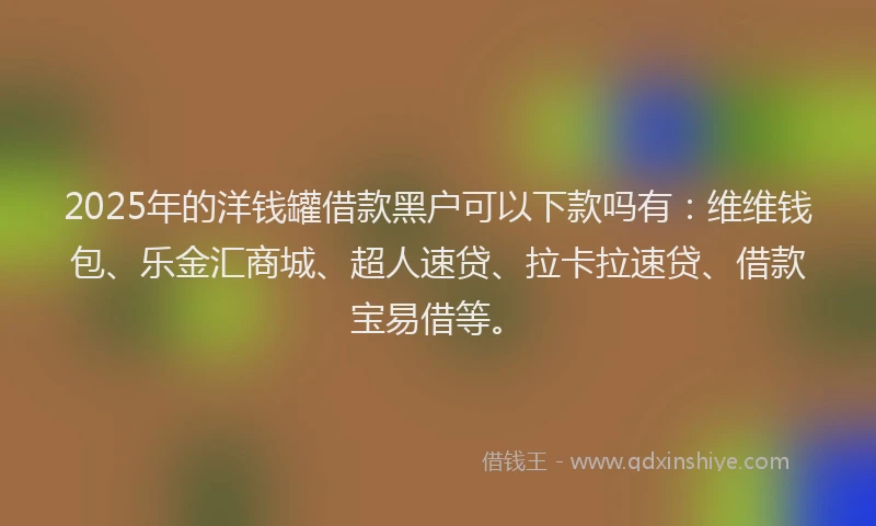 2025年的洋钱罐借款黑户可以下款吗有：维维钱包、乐金汇商城、超人速贷、拉卡拉速贷、借款宝易借等。
