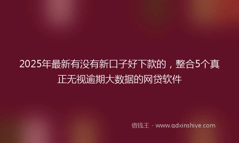 2025年最新有没有新口子好下款的，整合5个真正无视逾期大数据的网贷软件