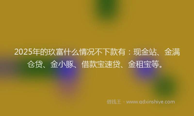 2025年的玖富什么情况不下款有：现金站、金满仓贷、金小豚、借款宝速贷、金租宝等。