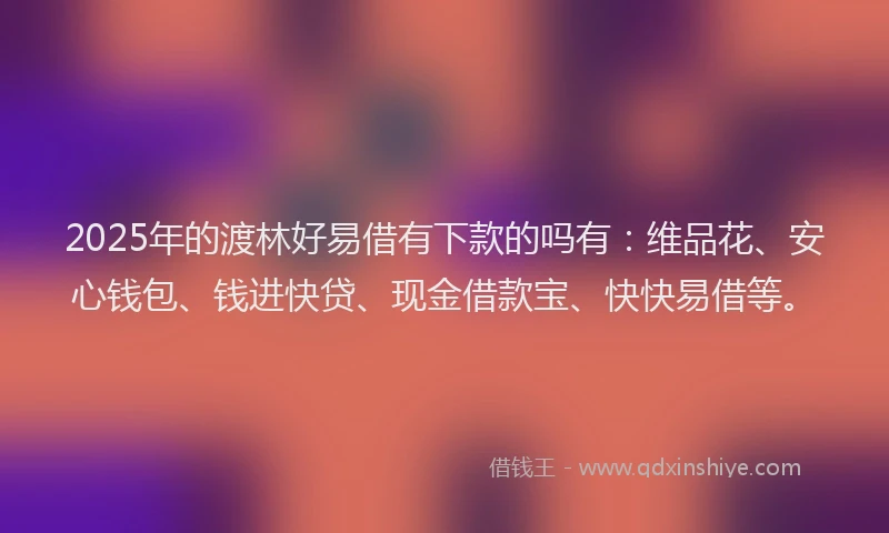 2025年的渡林好易借有下款的吗有：维品花、安心钱包、钱进快贷、现金借款宝、快快易借等。