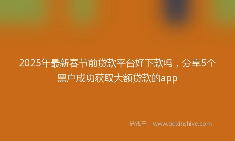 2025年最新春节前贷款平台好下款吗，分享5个黑户成功获取大额贷款的app