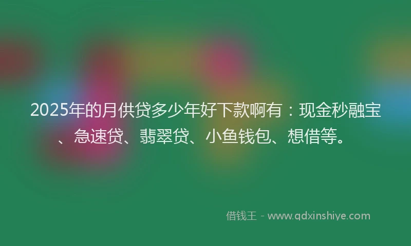 2025年的月供贷多少年好下款啊有：现金秒融宝、急速贷、翡翠贷、小鱼钱包、想借等。
