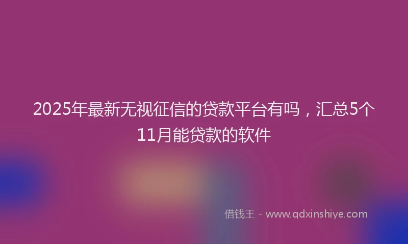2025年最新无视征信的贷款平台有吗，汇总5个11月能贷款的软件