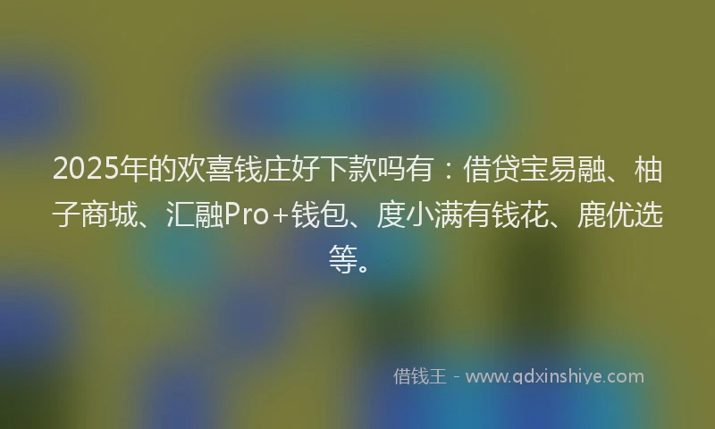 2025年的欢喜钱庄好下款吗有：借贷宝易融、柚子商城、汇融Pro+钱包、度小满有钱花、鹿优选等。