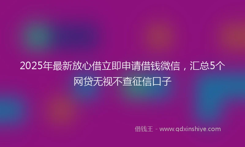 2025年最新放心借立即申请借钱微信，汇总5个网贷无视不查征信口子