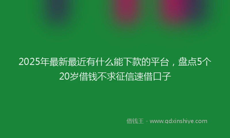 2025年最新最近有什么能下款的平台，盘点5个20岁借钱不求征信速借口子
