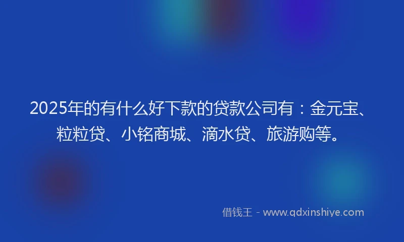 2025年的有什么好下款的贷款公司有：金元宝、粒粒贷、小铭商城、滴水贷、旅游购等。