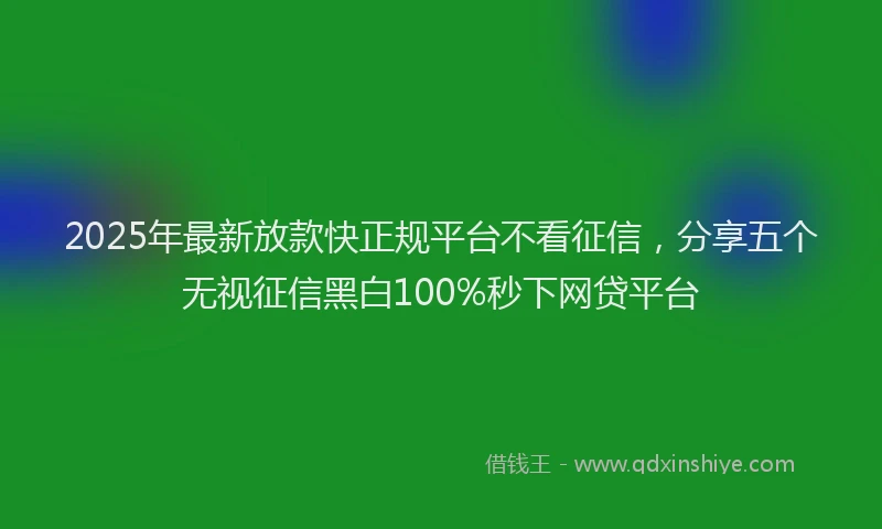 2025年最新放款快正规平台不看征信，分享五个无视征信黑白100%秒下网贷平台