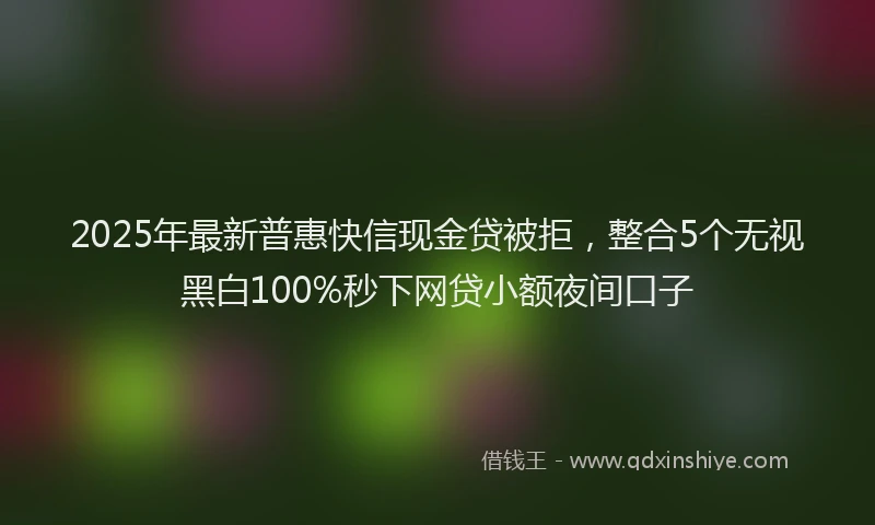 2025年最新普惠快信现金贷被拒，整合5个无视黑白100%秒下网贷小额夜间口子