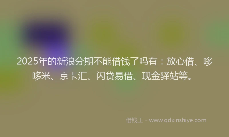 2025年的新浪分期不能借钱了吗有：放心借、哆哆米、京卡汇、闪贷易借、现金驿站等。
