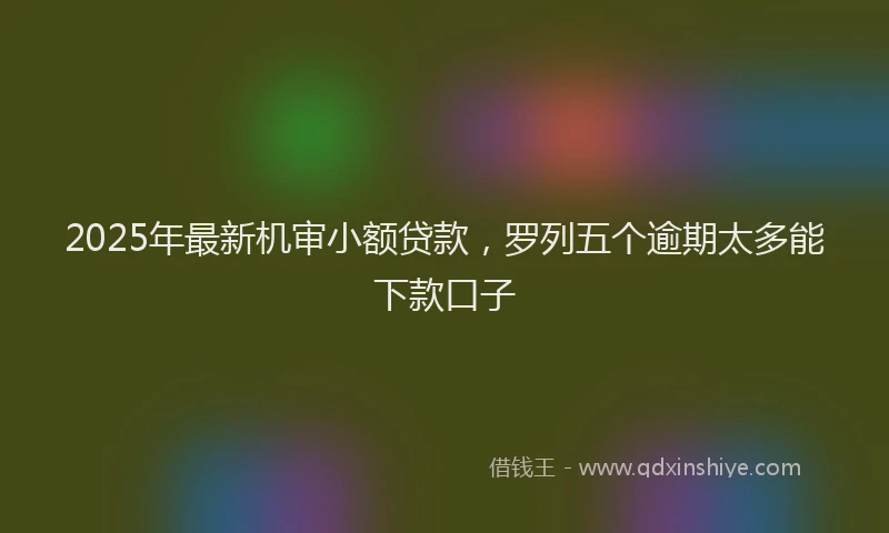2025年最新机审小额贷款，罗列五个逾期太多能下款口子