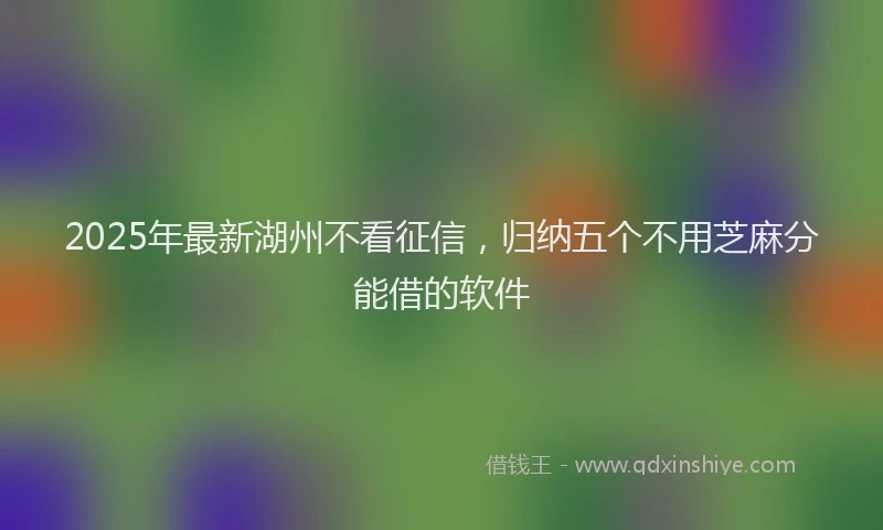 2025年最新湖州不看征信，归纳五个不用芝麻分能借的软件
