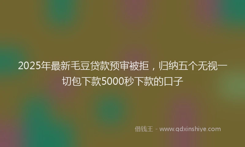 2025年最新毛豆贷款预审被拒，归纳五个无视一切包下款5000秒下款的口子