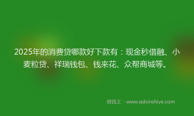 2025年的消费贷哪款好下款有：现金秒借融、小麦粒贷、祥瑞钱包、钱来花、众帮商城等。