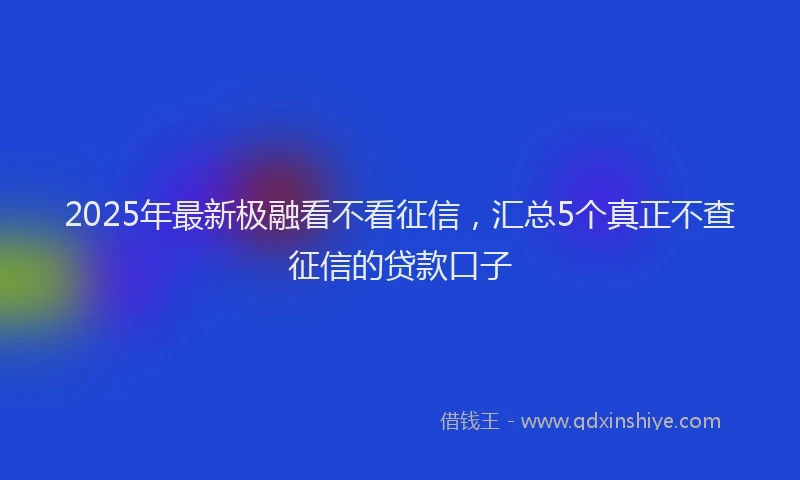 2025年最新极融看不看征信，汇总5个真正不查征信的贷款口子