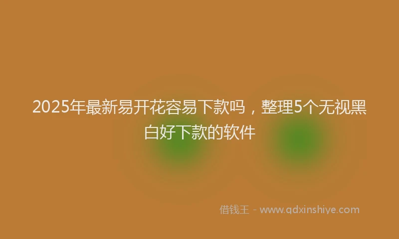 2025年最新易开花容易下款吗，整理5个无视黑白好下款的软件