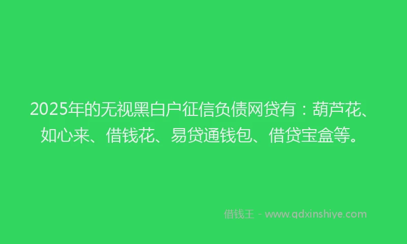 2025年的无视黑白户征信负债网贷有：葫芦花、如心来、借钱花、易贷通钱包、借贷宝盒等。