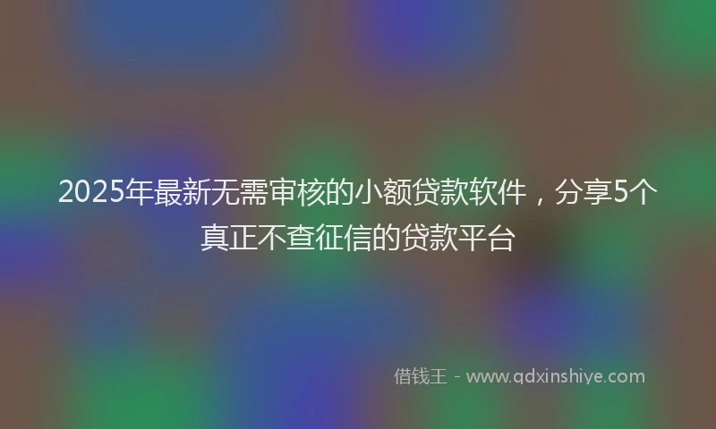 2025年最新无需审核的小额贷款软件，分享5个真正不查征信的贷款平台