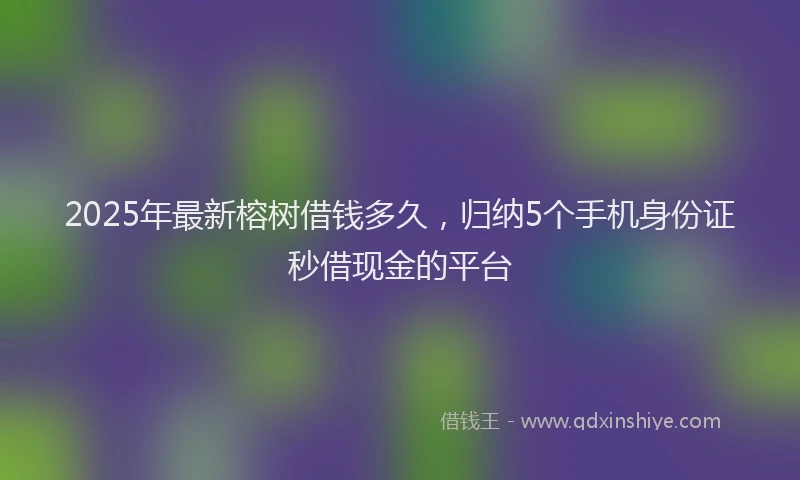 2025年最新榕树借钱多久，归纳5个手机身份证秒借现金的平台
