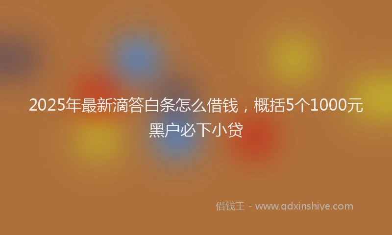 2025年最新滴答白条怎么借钱，概括5个1000元黑户必下小贷