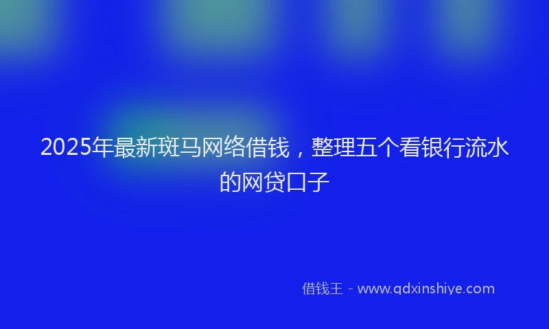 2025年最新斑马网络借钱，整理五个看银行流水的网贷口子