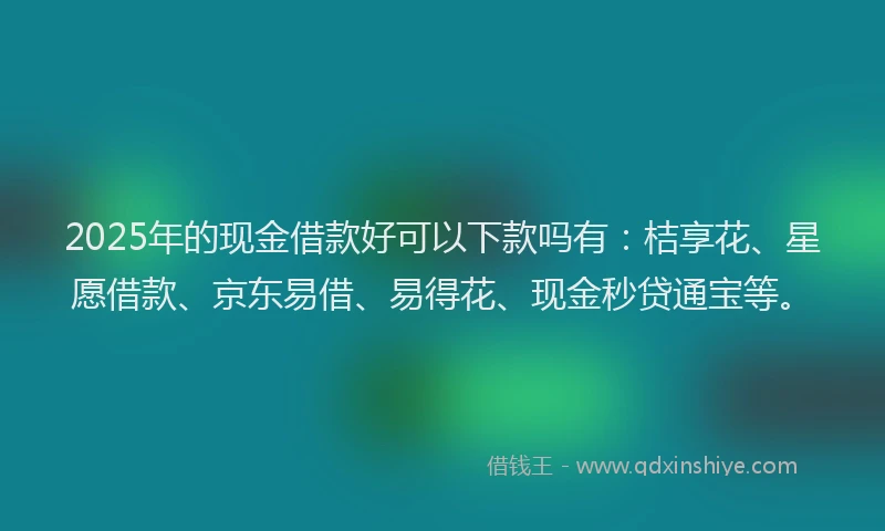 2025年的现金借款好可以下款吗有：桔享花、星愿借款、京东易借、易得花、现金秒贷通宝等。
