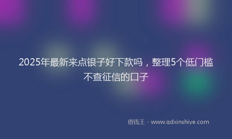2025年最新来点银子好下款吗，整理5个低门槛不查征信的口子