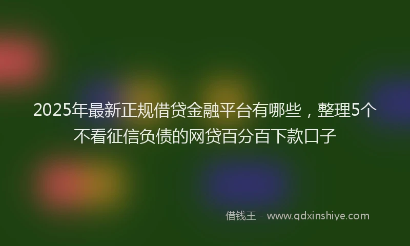 2025年最新正规借贷金融平台有哪些，整理5个不看征信负债的网贷百分百下款口子