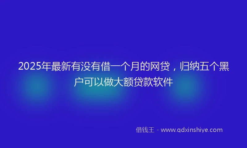 2025年最新有没有借一个月的网贷，归纳五个黑户可以做大额贷款软件