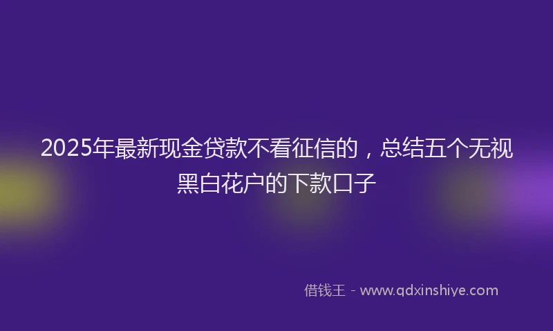 2025年最新现金贷款不看征信的，总结五个无视黑白花户的下款口子