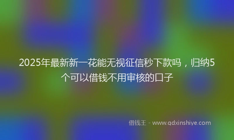2025年最新新一花能无视征信秒下款吗，归纳5个可以借钱不用审核的口子