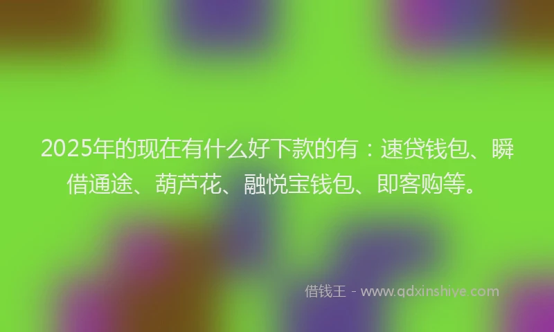 2025年的现在有什么好下款的有：速贷钱包、瞬借通途、葫芦花、融悦宝钱包、即客购等。
