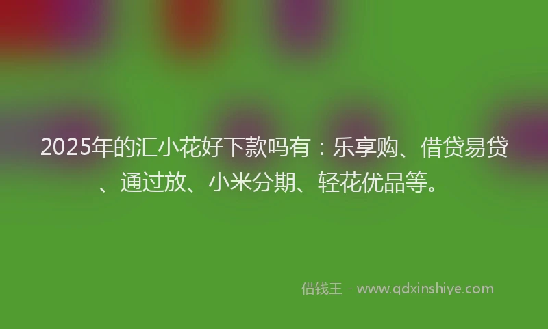 2025年的汇小花好下款吗有：乐享购、借贷易贷、通过放、小米分期、轻花优品等。