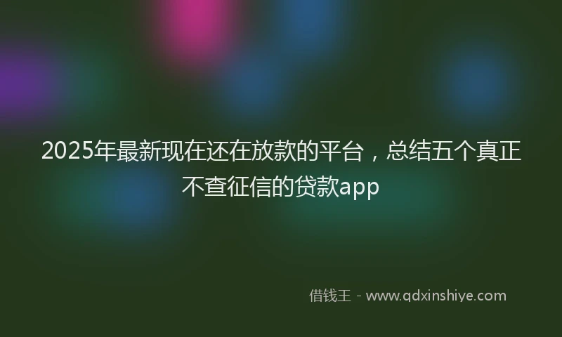 2025年最新现在还在放款的平台，总结五个真正不查征信的贷款app