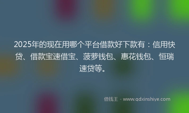 2025年的现在用哪个平台借款好下款有：信用快贷、借款宝速借宝、菠萝钱包、惠花钱包、恒瑞速贷等。