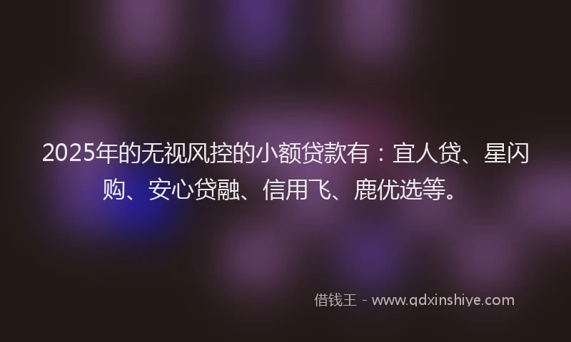 2025年的无视风控的小额贷款有：宜人贷、星闪购、安心贷融、信用飞、鹿优选等。